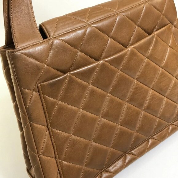 CHANEL Matelasse CC Mark Tote Bag Hand Bag Lambskin Leather Brown/SilverHardware - Picture 8 of 14